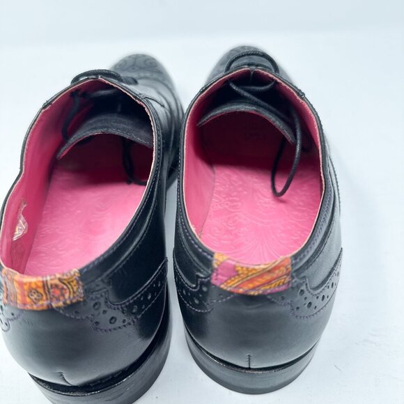 Ted Baker London Dress Shoes Mens 9 Black Oxford Wingtip Brogue Leather Lace Up - Picture 6 of 12